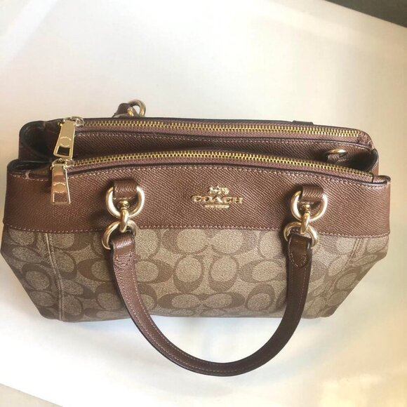 COACH Mini Brooke CarryAll Bag Signature Coated Canvas Leather Brown MSRP $385 - Picture 7 of 15